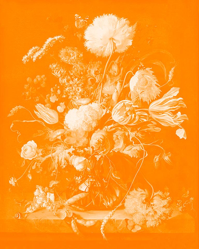 Claire Clarkson Landscape Photograph - "Vase of Flowers Orange" After Jan Davidsz. de Heem Tulips photograph 