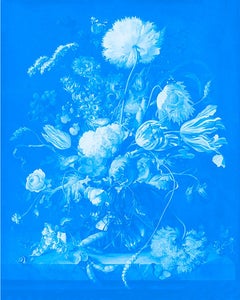 „Vase of Flowers Cyan“ nach Jan Davidsz. de Heem Tulpen in Blau, Fotografie 