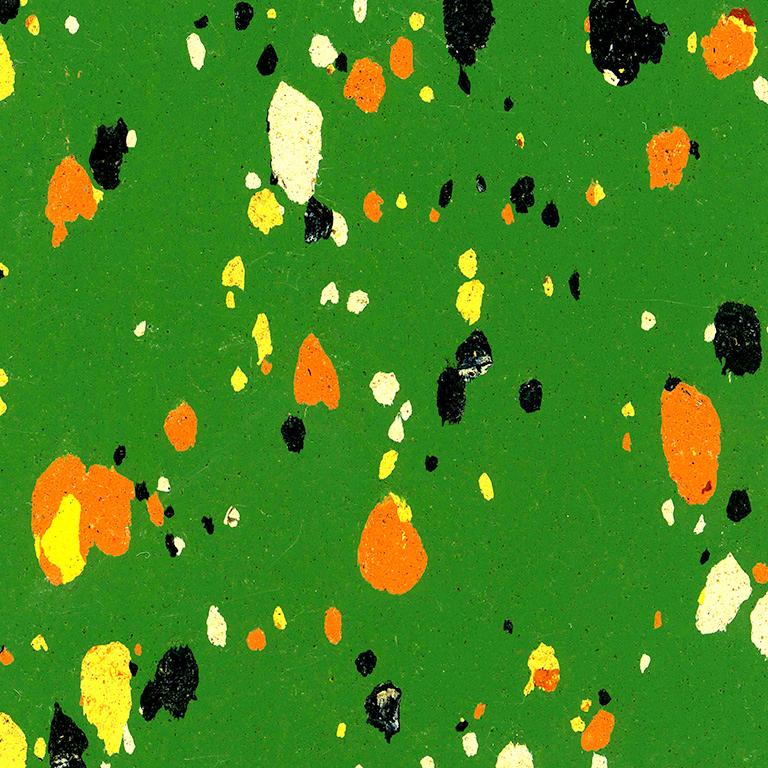 „Abstrakte Komposition II“ in Grün, Orange, Gelb und Schwarz, Moderne Kunst im Angebot 1