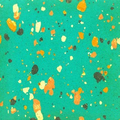 "Abstract Composition III" in Turquoise Blue Green Orange Modern Art Spots