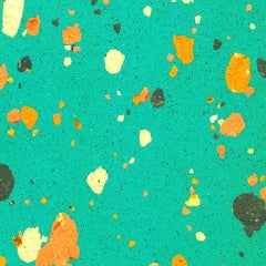 "Abstract Composition III" in Turquoise Blue Green Orange Modern Art Spots