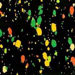 "Abstract Composition IV" in Black Turquoise Blue Yellow Orange Modern Art Spots