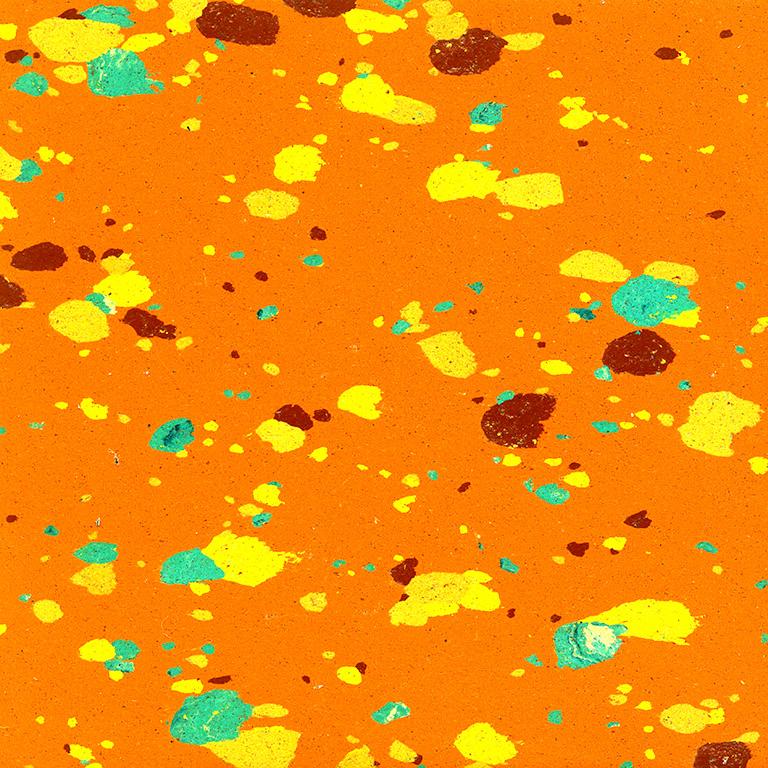 "Abstract Composition V" in Orange Turquoise Blue Yellow Modern Art Spots