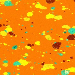 "Abstract Composition V" in Orange Turquoise Blue Yellow Modern Art Spots