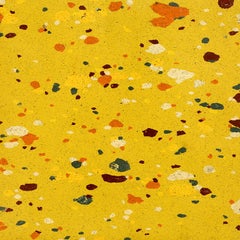 "Abstract Composition IX" in Mustard Orange Green Cream Modern Art Spots 