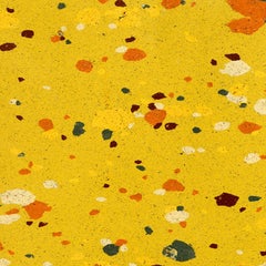 "Abstract Composition IX" in Mustard Orange Green Cream Modern Art Spots