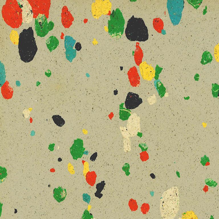 « Abstract Composition XI » en gris, jaune, noir, vert, bleu et rouge, spots d'art moderne