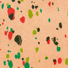 "Abstract Composition XII" in Pink Red Green Black  Modern Art Spots