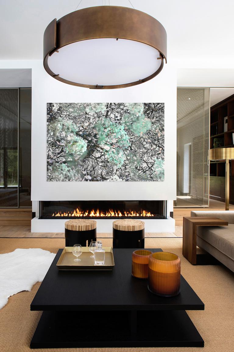 Mitosis 1 Green Black Extra Large Abstract Nature Bio Exploration Acrylic Print For Sale 1