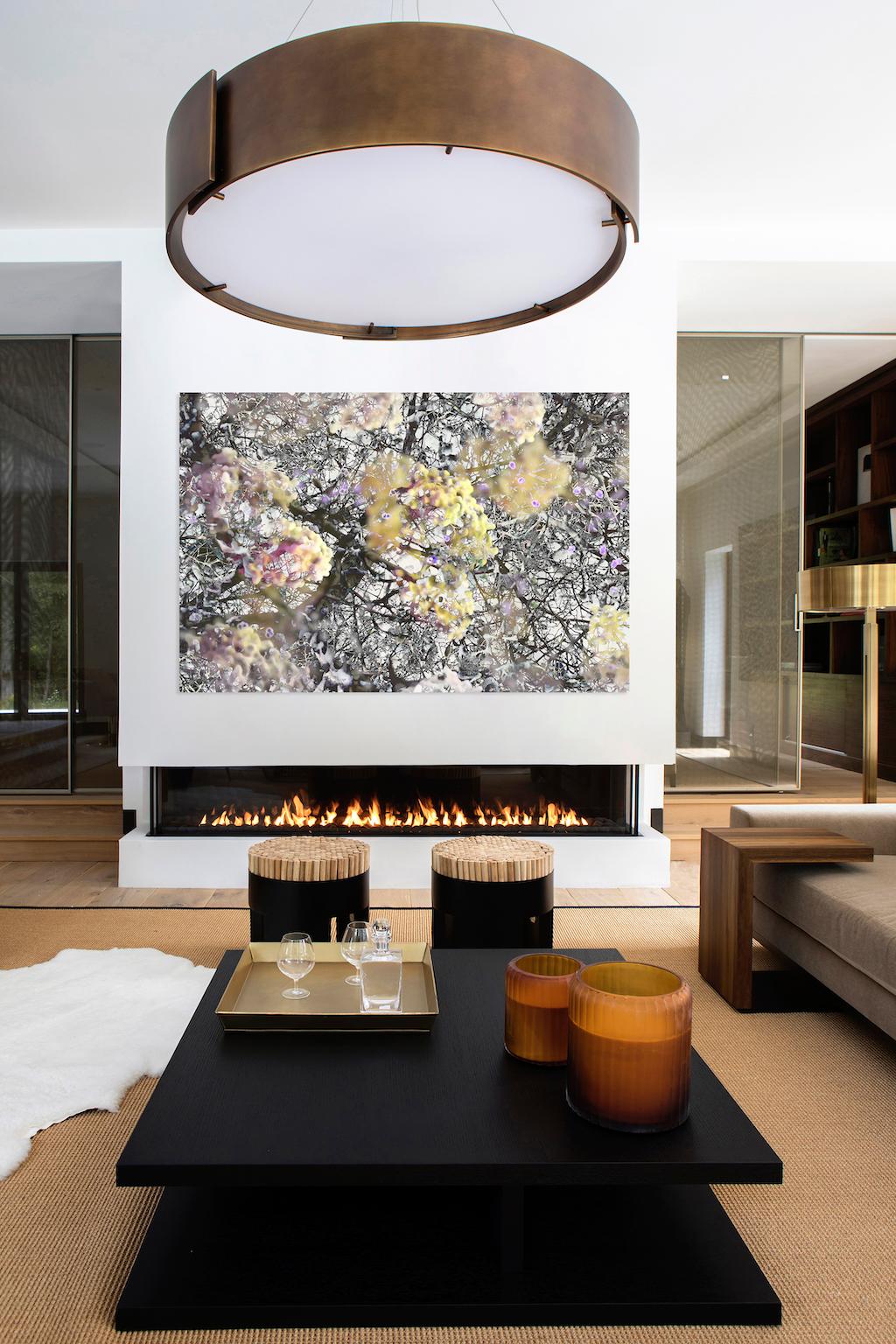 Mitosis 3 Yellow Black Extra Large Abstract Nature Bio Exploration Acrylic Print For Sale 3