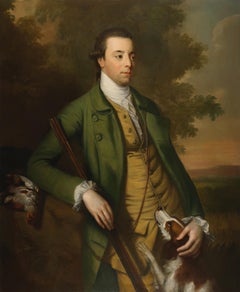 Oil portrait of a man with his gun and dog, Sportsman, Scottish, David Allan