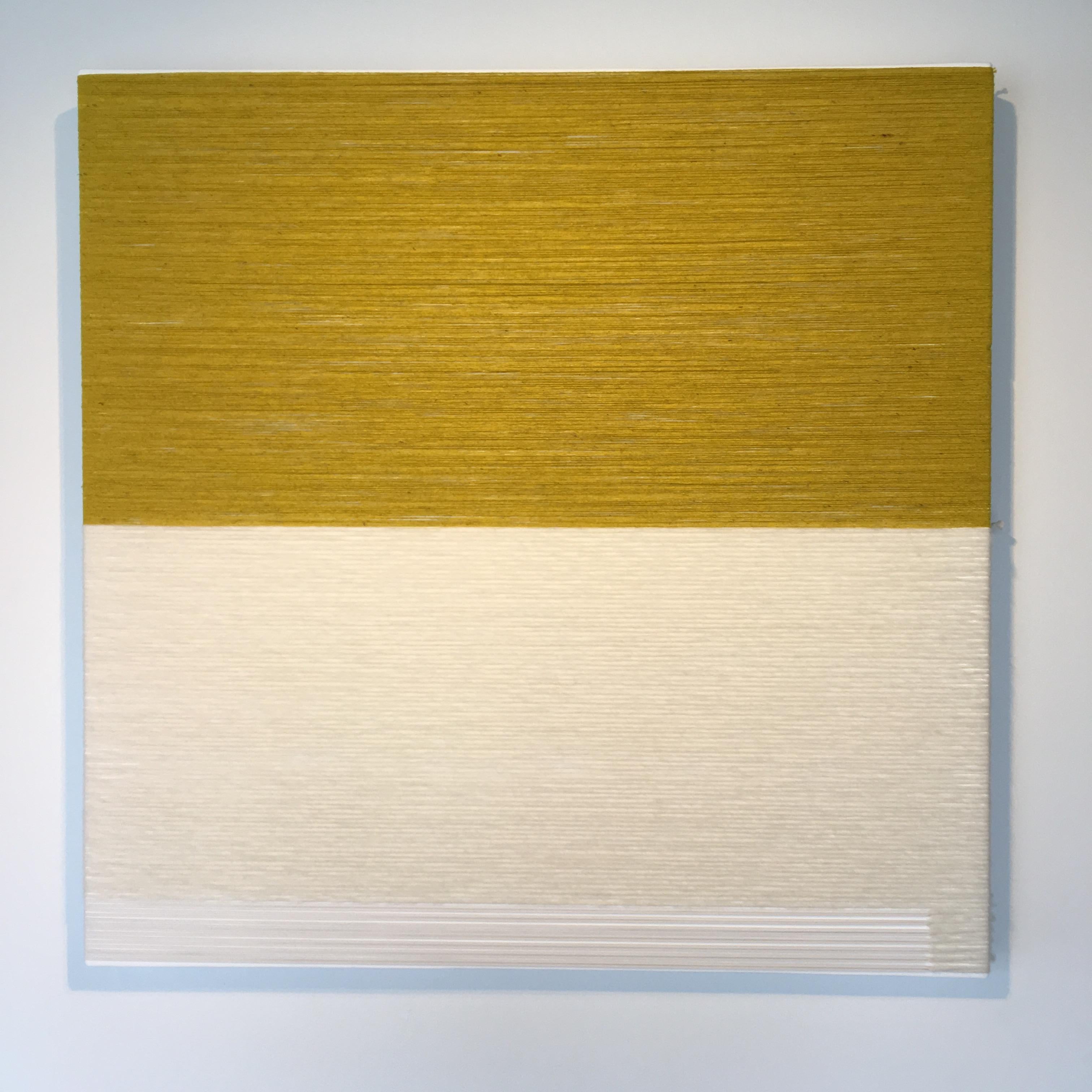 CONTEMPORARY TEXTILE ART, Minimalist, Raw Mexican Wool, Yellow and Beige, 2019 - Art by Marco Querin