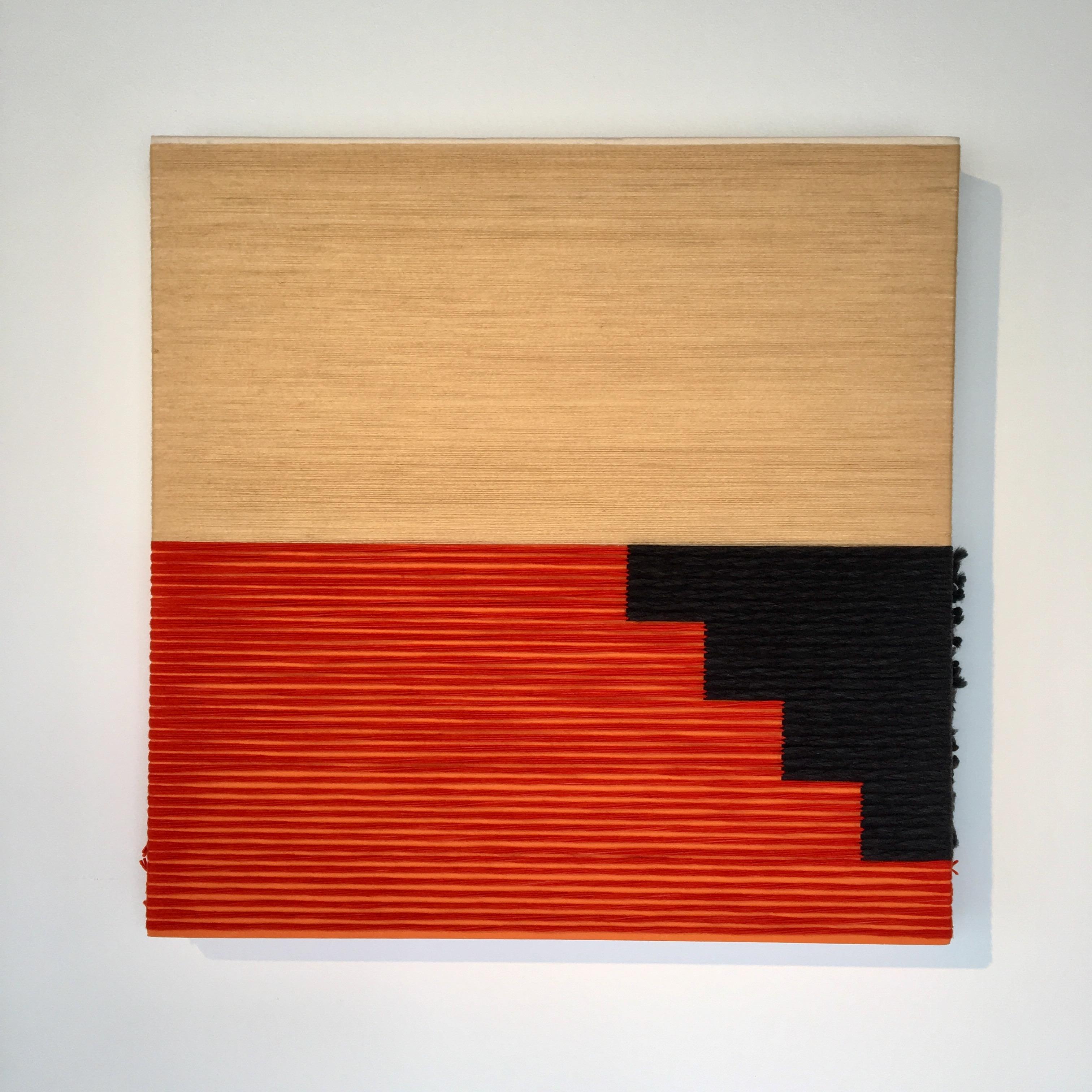 CONTEMPORARY TEXTILE ART, Minimalist, Iranian Wool, Beige Black and Orange, 2019 - Mixed Media Art by Marco Querin