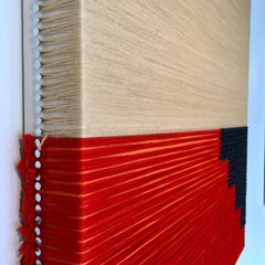 ART TEXTILE CONTEMPORAIN:: Minimaliste:: Laine iranienne:: Beige:: Noir et Orange:: 2019