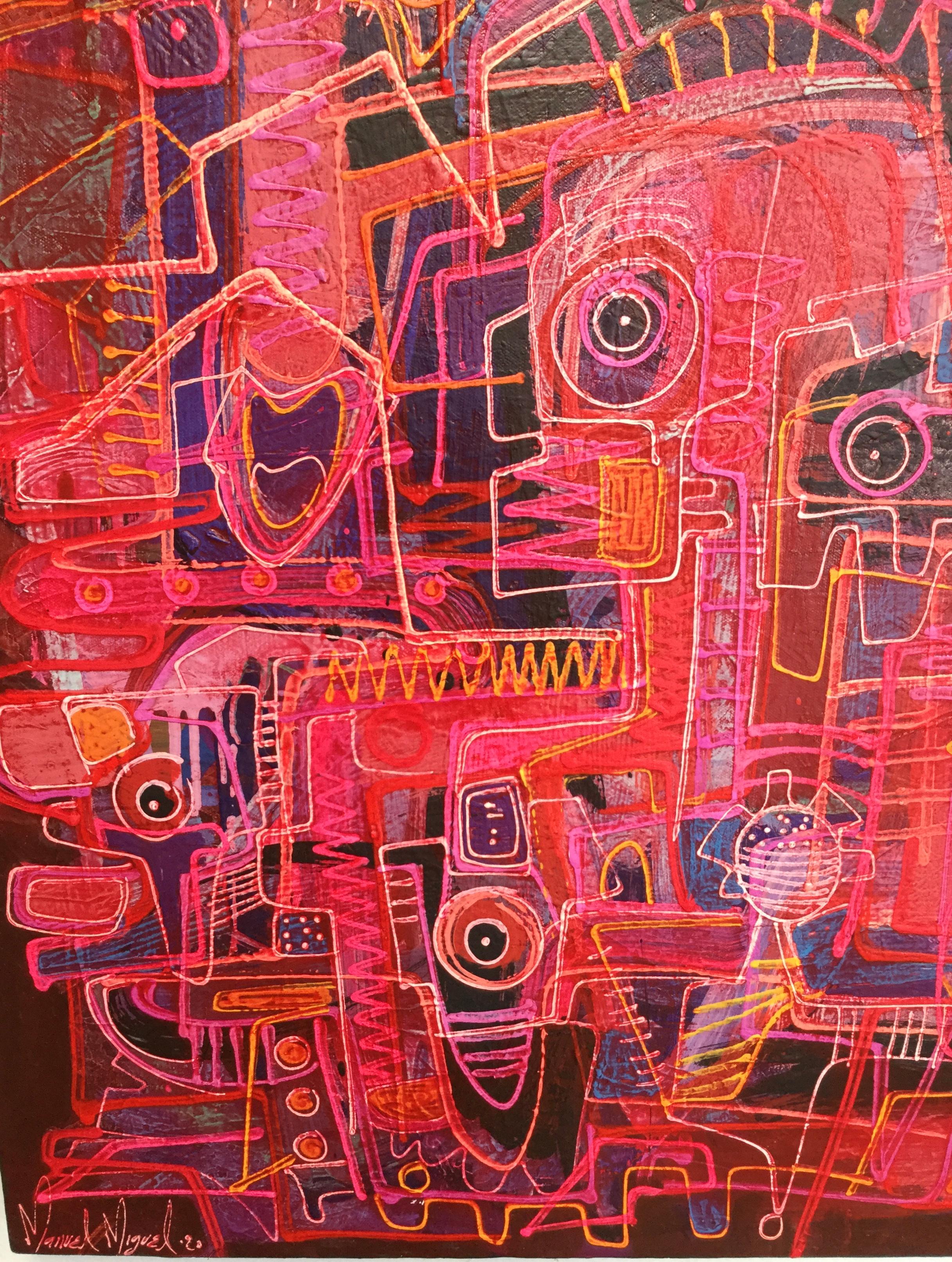  Mystical Dialogues IV, Contemporary Art, Abstract Art, 21st Century - Red Abstract Painting by Manuel Miguel