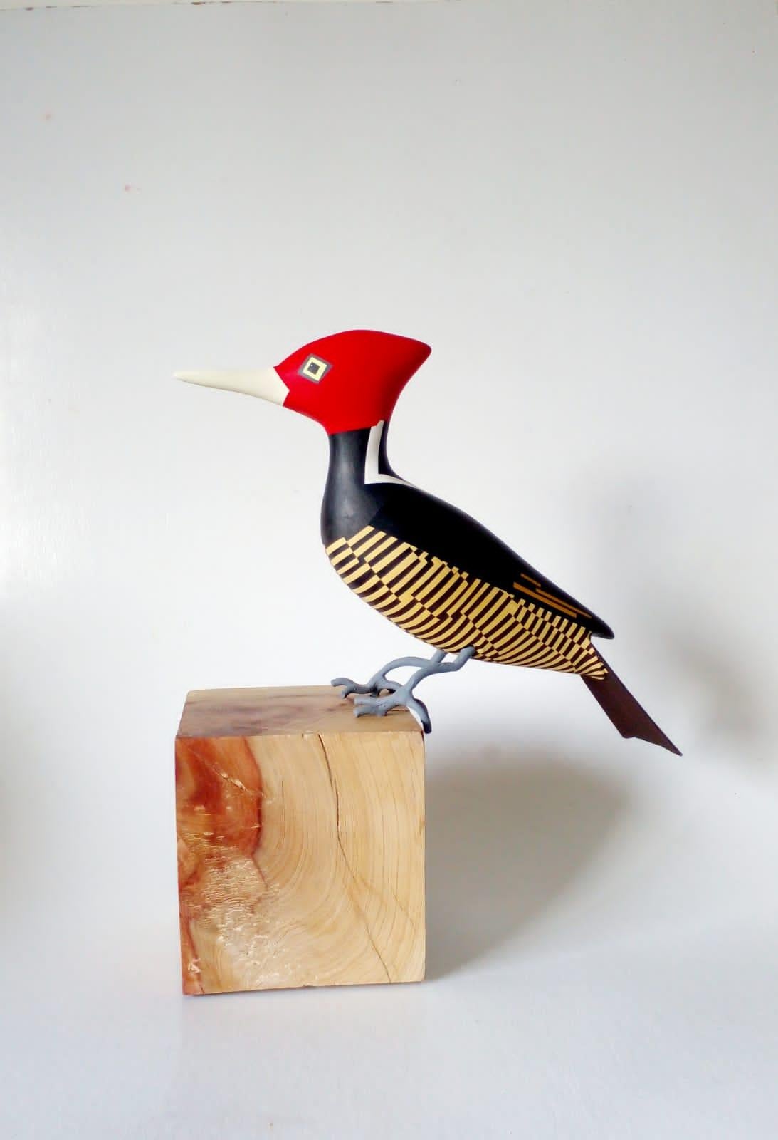 Woodpecker Campephilus-Hut, Zeitgenössische Kunst, nachhaltige Kunst, Altholz  