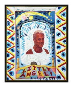 Tony Curtis Actor Oil Painting On Canvas Collage Self Portrait Signed Artwork