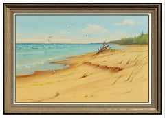 Owen Gromme Original Oil Painting On Canvas Lake Michigan Landscape Large Art