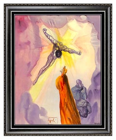 Salvador Dali Apparition Christ Cross Glazed Ceramic Signed Surrealism Artwork