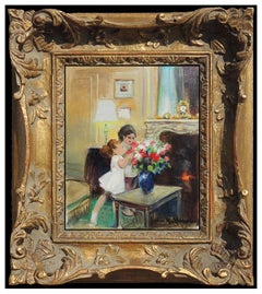 Jules R Herve Oil Painting On Canvas Child Portrait Signed Original Framed Art