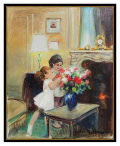 Jules R Herve Oil Painting On Canvas Child Portrait Signed Original Framed Art