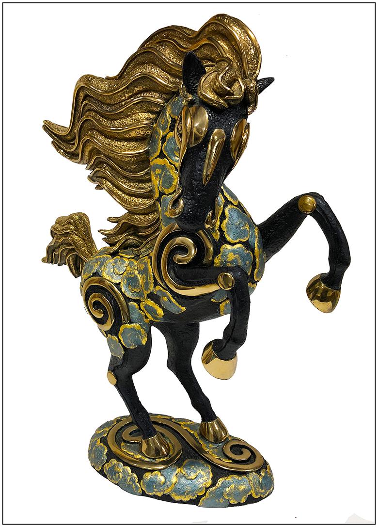 Jiang Tie Feng Original Bronze Tang Dynasty Horse Signed Chinese Modern Art RARE - Sculpture by Tie Feng Jiang