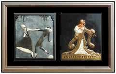 Erte Rigoletto Pas De Deux 2 Bronze Relief Sculpture Signed Deco Artwork Framed