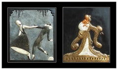Erte Rigoletto Pas De Deux 2 Bronze Relief Sculpture Signed Deco Artwork Framed