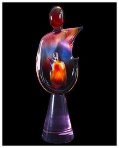 Dino Rosin Large Original Murano Blown Glass Mother Child Maternita Signed Art