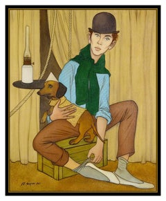 Philippe Noyer Large Original Oil Painting On Canvas Signed Portrait Framed Art