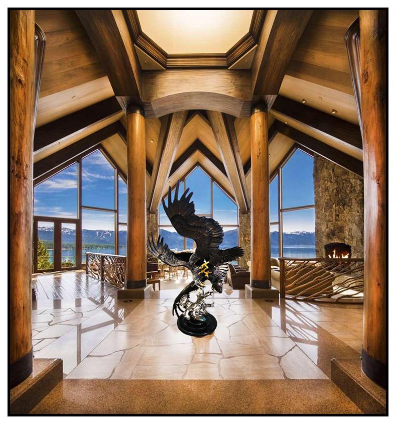 Chester Fields Where Eagles Dare 6 Ft Bronze Sculpture Signed Large Wildlife Art 1