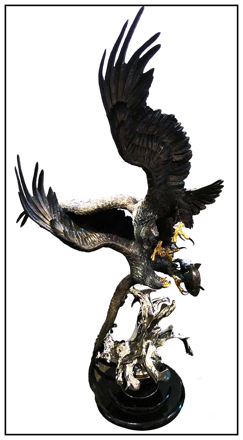 Chester Fields Where Eagles Dare 6 Ft Bronze Sculpture Signed Large Wildlife Art 2