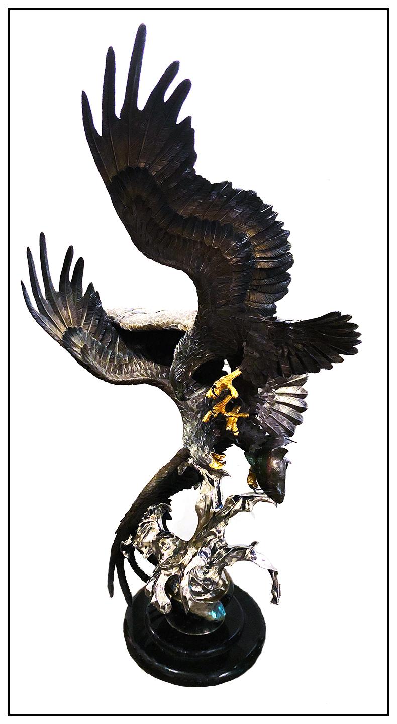 Chester Fields Where Eagles Dare 6 Ft Bronze Sculpture Signed Large Wildlife Art 3