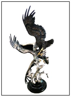 Chester Fields Where Eagles Dare 6 Ft Bronze Sculpture Signed Large Wildlife Art