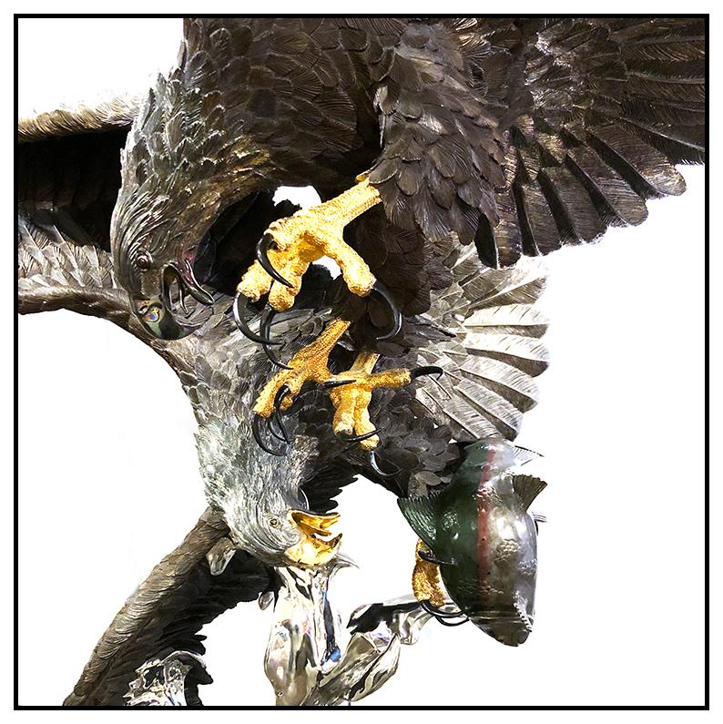 Chester Fields Where Eagles Dare 6 Ft Bronze Sculpture Signed Large Wildlife Art 4