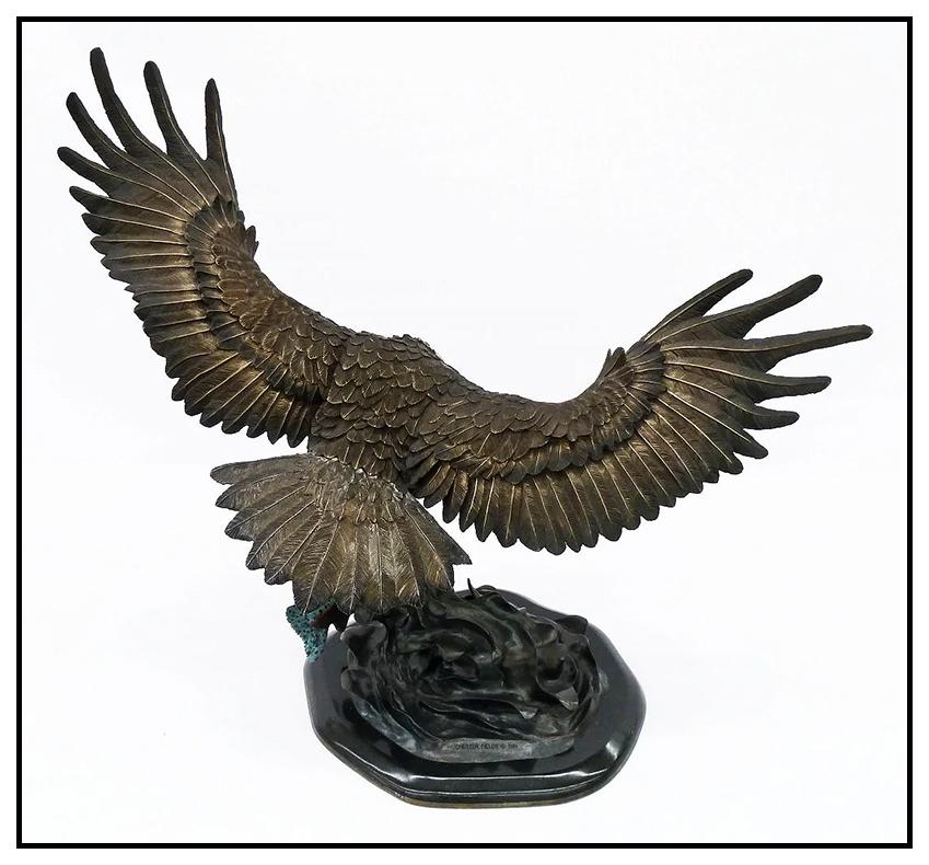Chester Fields Chester Fields Large Bronze Eagle Sculpture Fly