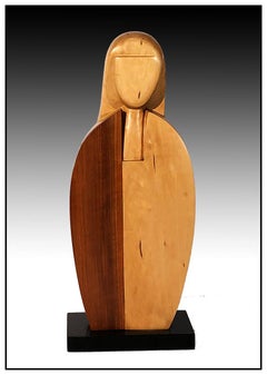 Arlo Namingha Wood Full Round Sculpture Signed Female Figurative Portrait Art