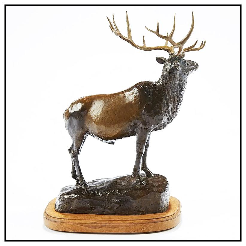 Bob Scriver Bronze Sculpture Signed Wildlife Full Round Exalter Ruler Elk Art 1