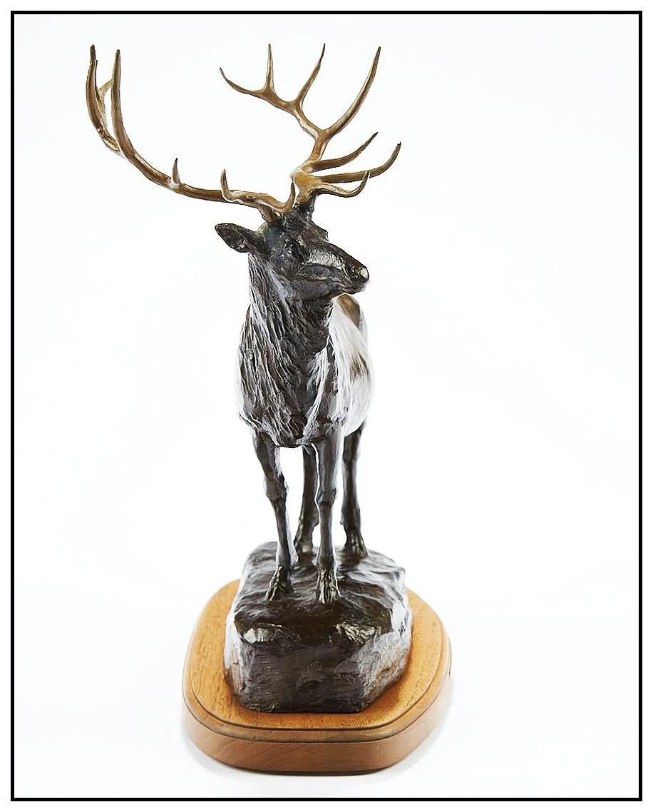 Bob Scriver Bronze Sculpture Signed Wildlife Full Round Exalter Ruler Elk Art 2