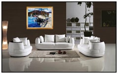 Dale Ratcliff Large Original Painting Oil On Canvas Signed Maine Harbor Artwork