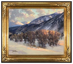 Retro Andrew Peters Original Oil Painting on Canvas Signed Landscape Western Artwork