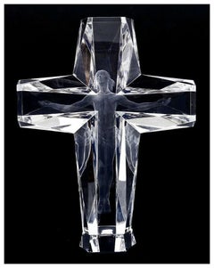 FREDERICK HART Large 1/3 LIFE Cross of the Millennium Signed Acrylic Sculpture