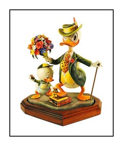 Vintage Carl Barks Porcelain Sculpture Signed Donald Duck Dude For A Day Walt Disney Art