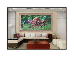 Oleg Stavrowsky Original Oil Painting On Canvas Large Signed Polo Horse Artwork