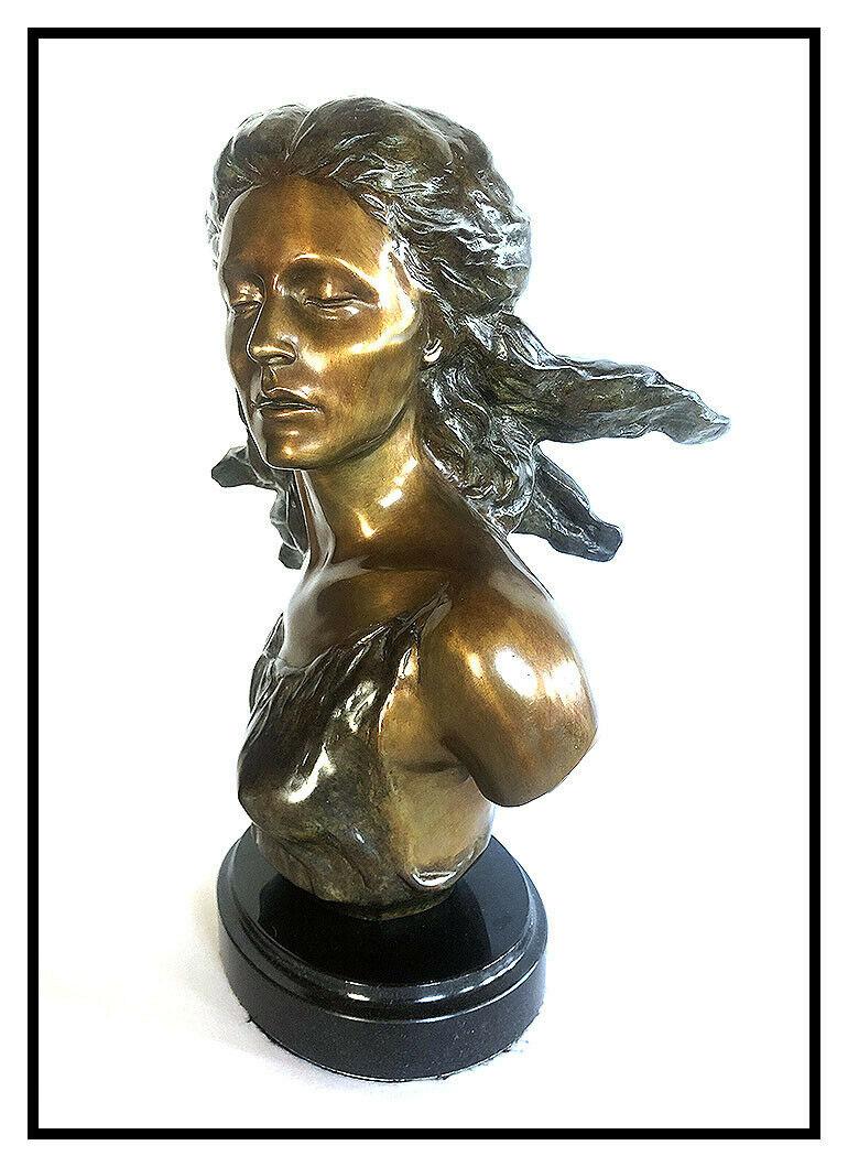Frederick Hart Bronze Sculpture The Muses Music Signed Female Bust Full Round For Sale 1