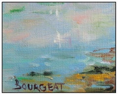 Jean Bourgeat, Original, Ölgemälde auf Leinwand, Hafenlandschaft, signiert, Kunstwerk