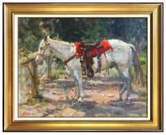 Joe Abbrescia Original Oil Painting On Canvas Board Signed Western Horse Artwork