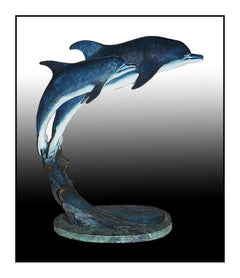 Laran Ghiglieri BRONZE SCULPTURE Authentic Signed Original Dolphin Statue Art