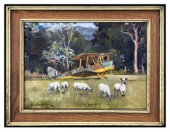 Susie Whitcombe Original Oil Painting On Canvas Signed Landscape Airplane Art