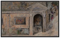 Lev Meshberg Original Oil Painting On Board Signed Cityscape Floral Framed Art